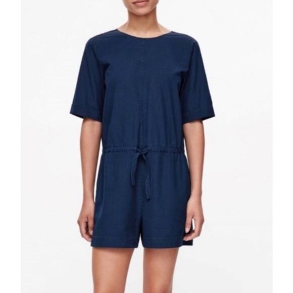 COS | Navy Drawstring Shorts Romper | US Sz 2 - Picture 1 of 13
